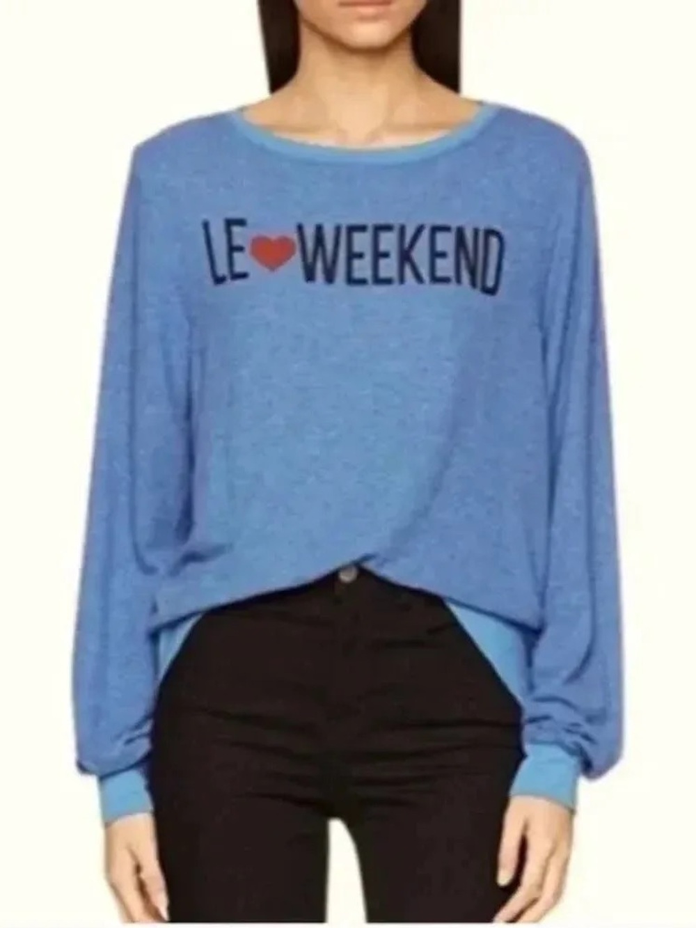 Wildfox Blue 'Le ♥ Weekend' Lightweight Pullover